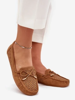 Dámske mokasíny s perforovaným vzorom a šnurovaním Mirisa - ťavia