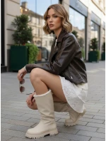 Dámské béžové kozačky Dstreet model 21994391 - FashionStreet