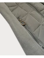 Šedo-zelená dámska mikina na zips z rôznych lepených materiálov LHD (AMG-165) Šedo-zelená dámska mikina na zips z rôznych lepených materiálov LHD (AMG-165)