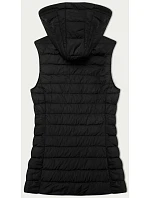 Černá dámská prošívaná vesta s kapucí model 21389927 - J.STYLE Černá dámská prošívaná vesta s kapucí model 21389927 - J.STYLE