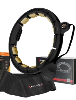 Čierna/zlatá HHM13 Magnetický set Hula Hop s počítadlom HMS + BR163 Čierny pás na chudnutie