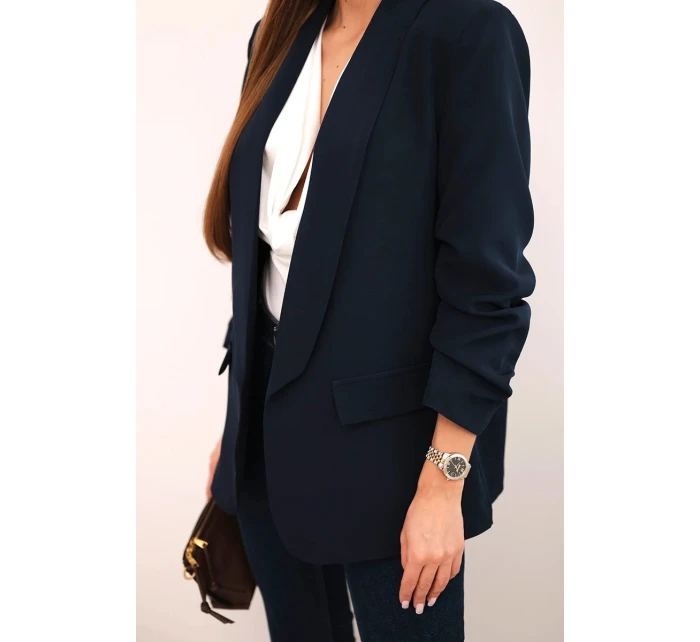 Bunda s chlopňou elegantná tmavomodrá