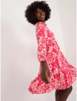 Dámske voľné šaty D73771Z30425A Koralová s bielou - Sublevel