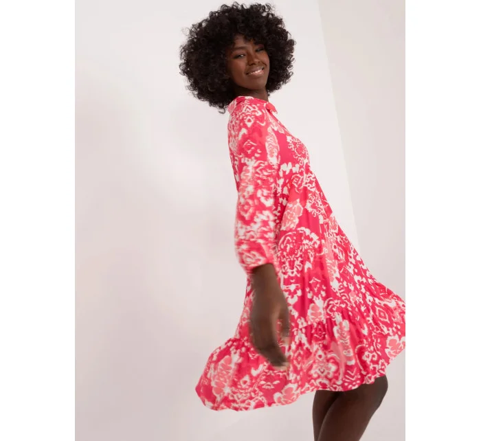 Dámske voľné šaty D73771Z30425A Koralová s bielou - Sublevel