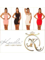 Dámske sexy mini šaty 0000STYLE7 Light beige - KouCla Dámske sexy mini šaty 0000STYLE7 Light beige - KouCla