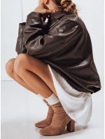 Dámské semišové kozačky na podpatku béžové Dstreet model 21993800 - FashionStreet