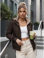 Dámska prechodná prešívaná bunda s kapucňou hnedá FashionStreet TY5616