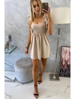 Šaty s volánky na bocích béžové Šaty s volánky na bocích béžové