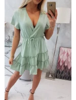 Šaty s obálkovým výstřihem tmavě mátové barvy Šaty s obálkovým výstřihem tmavě mátové barvy