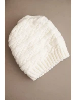 Dámska zimná čiapka s klasickým rebrovaním K439 ecru