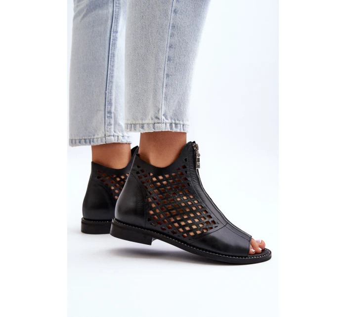 Kožené sandály na zip model 21649674 - Zazoo