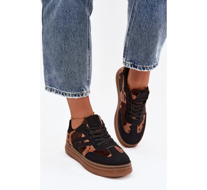 Dámské tenisky na platformě s flíčky černé Denissa