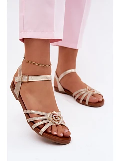 Dámské sandály Ploché S A Ozdobou  Zlaté model 22133711 - S.Barski
