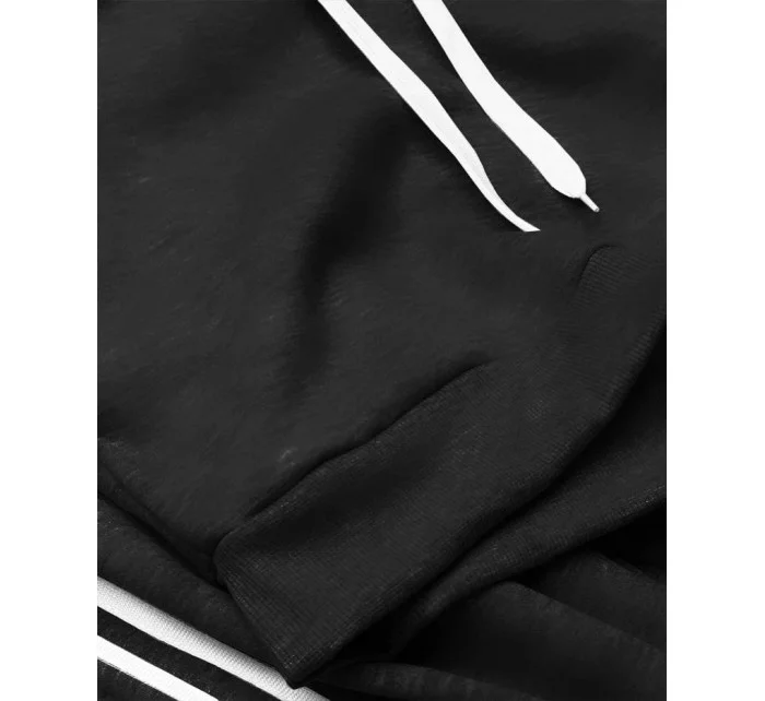 Čierny teplákový komplet s krátkou mikinou (8C67-3)