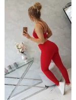 Súprava s blúzkou s rebrovaním červená Súprava s blúzkou s rebrovaním červená