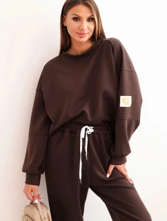 Dámská souprava máslová s volnou mikinou a kalhotami s nápisem LOVE hnědá