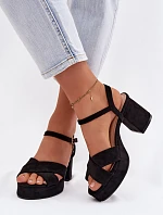 Dámské sandály na podpatku Černé Janelia