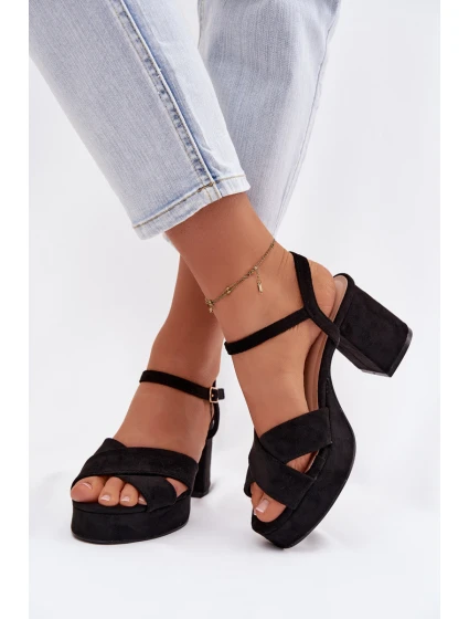 Dámské sandály na podpatku Černé Janelia Dámské sandály na podpatku Černé Janelia