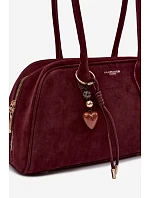 semišová kabelka s přívěskem Bordó model 22111502 - Flora&Co