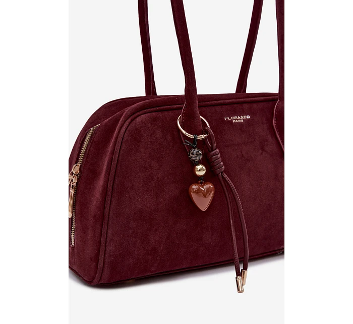 semišová kabelka s přívěskem Bordó model 22111502 - Flora&Co