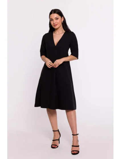 B280 Šaty s výstrihom do V - čierne B280 Šaty s výstrihom do V - čierne