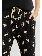 Monnari Pyžamo Dlhé nohavice s potlačou mačky Pyžamo čierne
