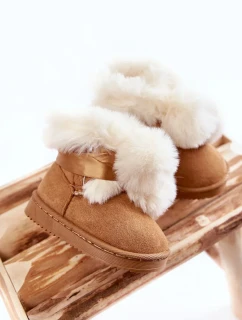 Dětské mládežnické teplé sněhule Hnědá a bílá Roofy