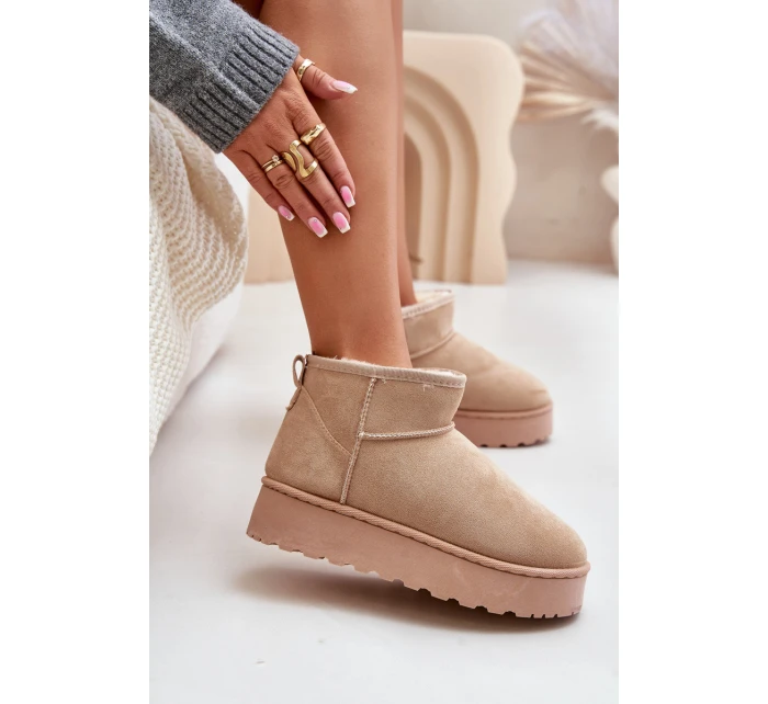 Dámské sněhové boty na platformě Světle béžová model 21808572 - Inello Dámské sněhové boty na platformě Světle béžová model 21808572 - Inello