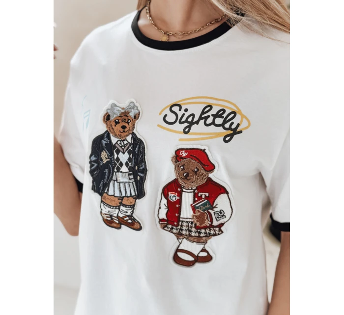 Dámské tričko oversize s výšivkou  bílé Dstreet model 21988831 - FashionStreet