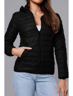 Čierna prešívaná dámska bunda s kapucňou (B0124-1)