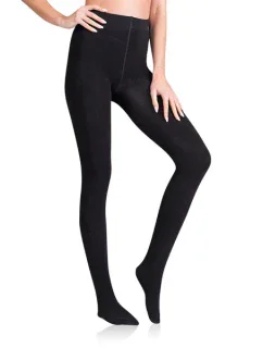 Nepriehľadné pančuchy FLEECE COTTON 100 DEN - BELLINDA - čierne