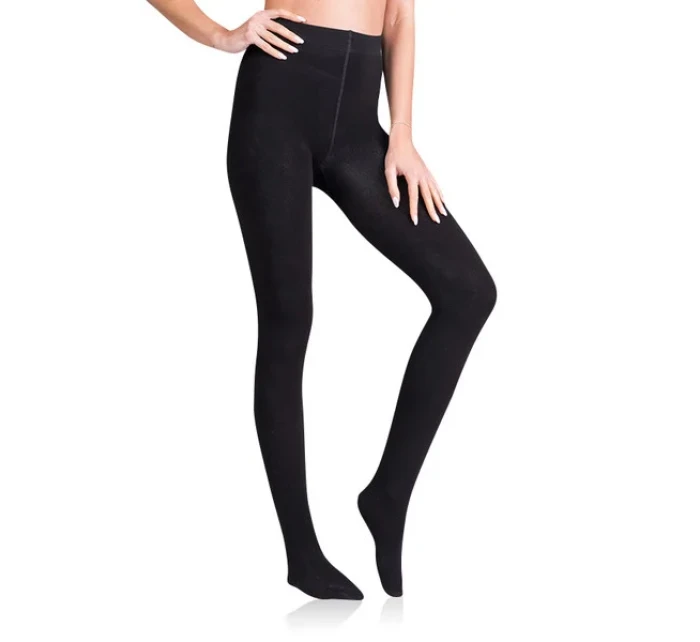 Nepriehľadné pančuchy FLEECE COTTON 100 DEN - BELLINDA - čierne