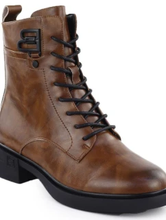 Dámské hnědé kožené boty model 21905409 - FILIPPO