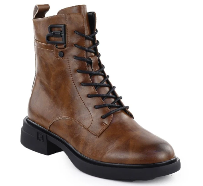 Dámské hnědé kožené boty model 21905409 - FILIPPO