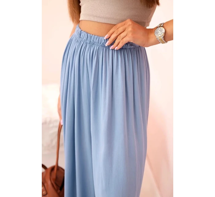 Široké dámske nohavice z viskózy s elastickým pásom z džínsoviny Široké dámske nohavice z viskózy s elastickým pásom z džínsoviny