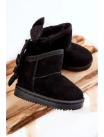 Dziewczęce Ocieplane Śniegowce Z Kokardkami Czarne Meriva