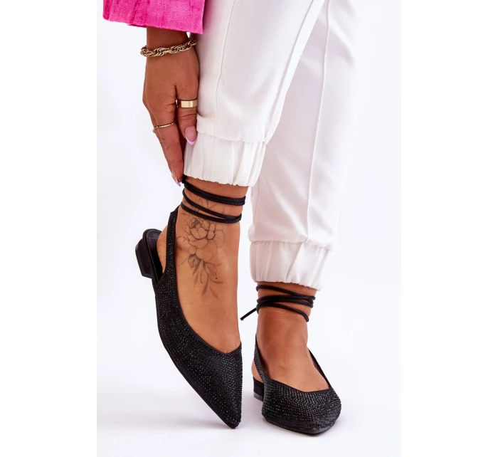 Wiązane Baleriny Z Dżetami Czarne Mavis Wiązane Baleriny Z Dżetami Czarne Mavis