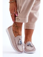 Damskie Skórzane Ażurowe Mokasyny Jasnoróżowe Lanzarot