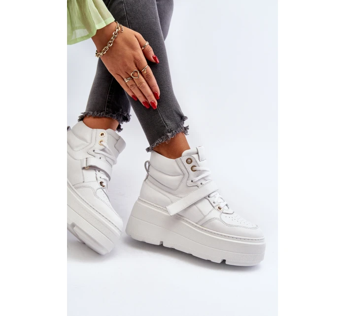 Bílé dámské kožené tenisky model 21652328 - Zazoo