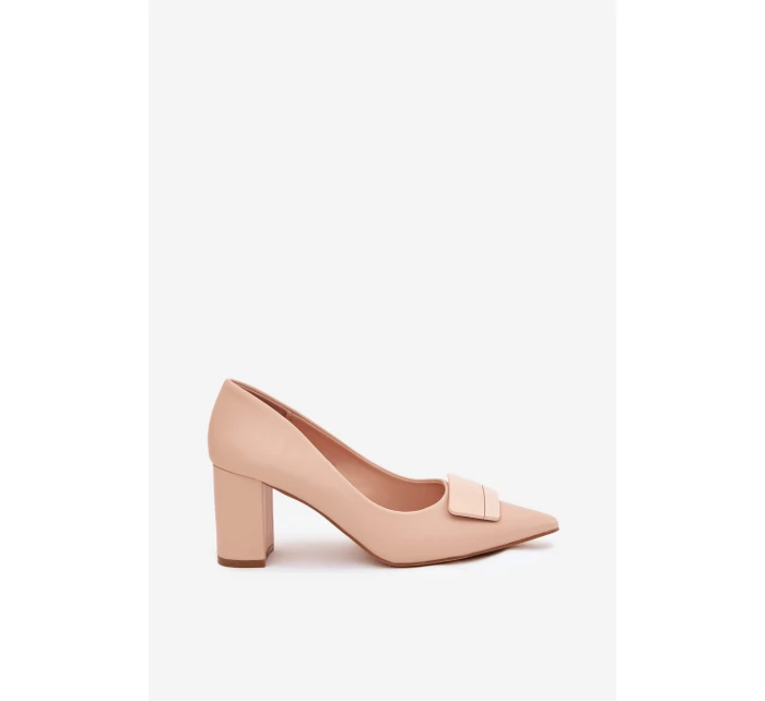 Lodičky na podpatku s ozdobou béžové model 21704571 - Boto