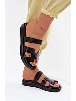 Kožené dámské pantofle na suchý zip černé model 22091756 - Boto