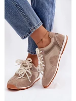 Kožené semišové dámské tenisky Big Star model 22100153 béžové - Big Star Shoes