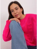 Sweter BA SW model 21055323 fluo różowy - FPrice Sweter BA SW model 21055323 fluo różowy - FPrice