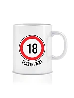 Personalizovaný klasický biely hrnček 300 ml – dopravná značka k narodeninám