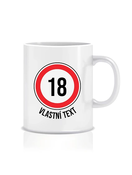 Personalizovaný klasický biely hrnček 300 ml – dopravná značka k narodeninám