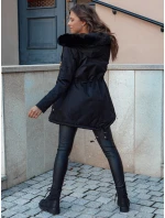Dámska zimná bunda s kožušinou ERISS black FashionStreet TY4551
