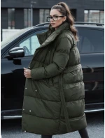 Dámsky zimný dlhý prešívaný kabát FAVI zelený FashionStreet TY4576