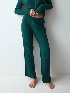 Dámske nohavice Versatile Rib Straight Trousers, zelené – Green – TRIUMPH
