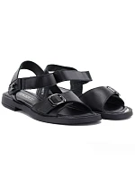 Dámské černé kožené sandály model 22117673 - VINCEZA