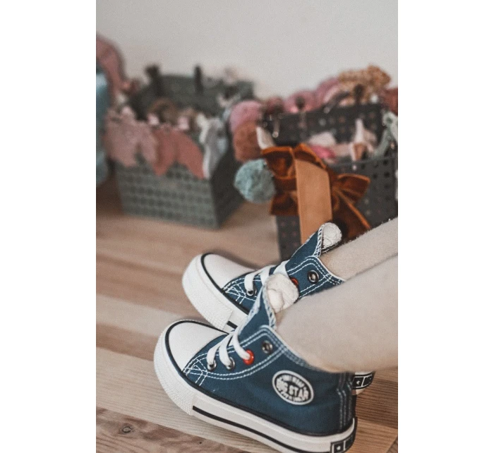 Dziecięce Wysokie Trampki Z Suwakiem BIG STAR HH374189 Granatowe Dziecięce Wysokie Trampki Z Suwakiem BIG STAR HH374189 Granatowe